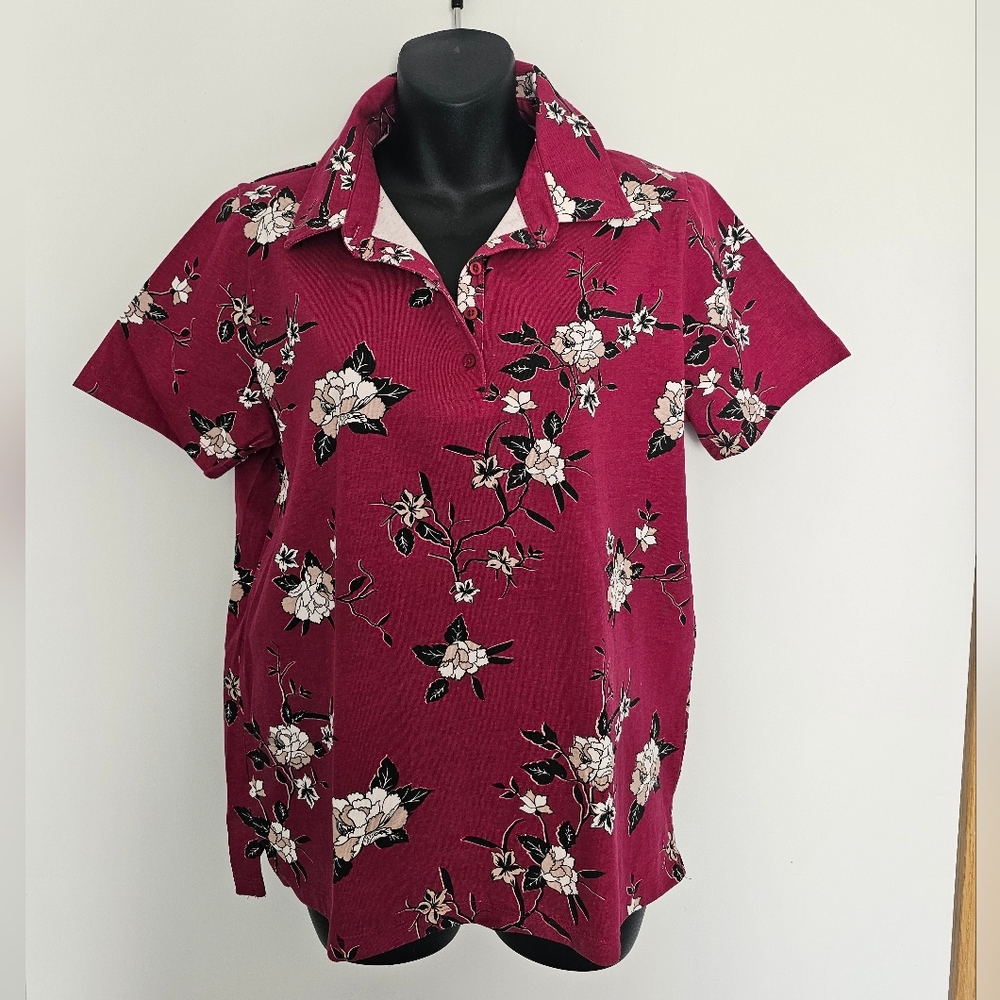 Floral Women's Top in Burgundy